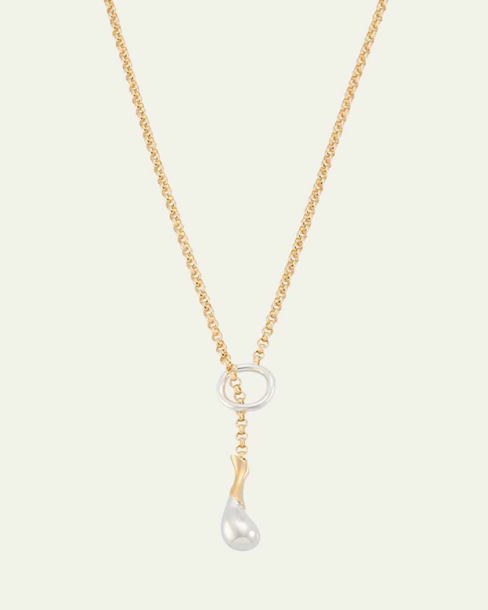 Silver and Gold Drop Chain Necklace